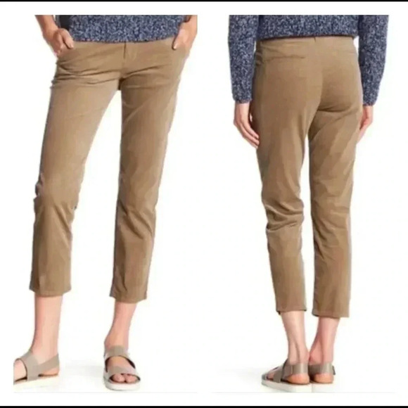 Vince Corduroy Cropped Classic Chino Tan Pant - Picture 1 of 9